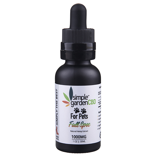 1000mg Full Spectrum Pet Tincture available to buy online from Simple Garden CBD