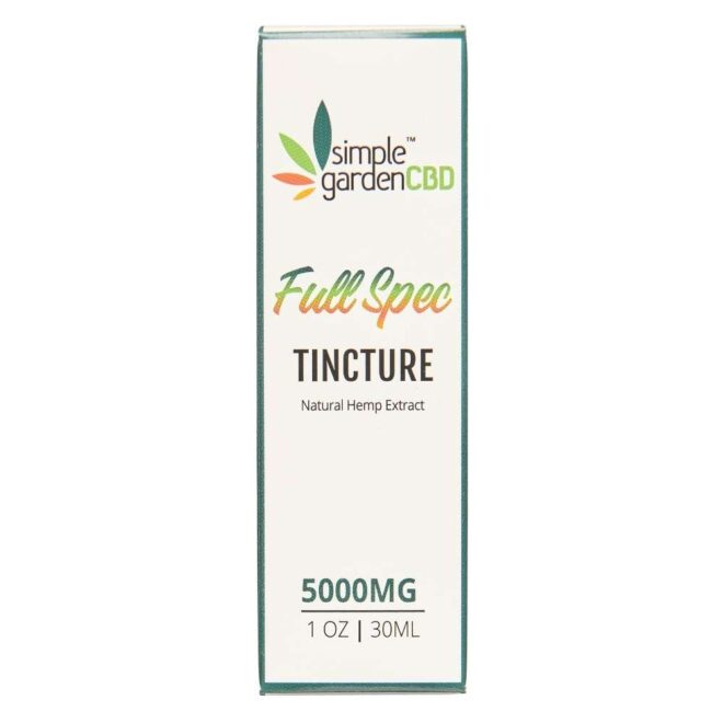 Packaging for 5000mg Full Spectrum Tincture from Simple Garden CBD.