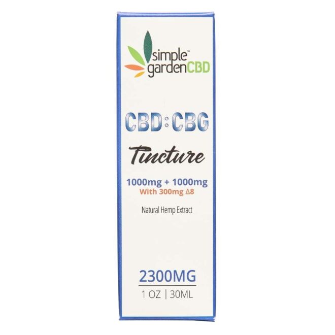 Packaging for CBD:CBG Tincture from Simple Garden CBD.