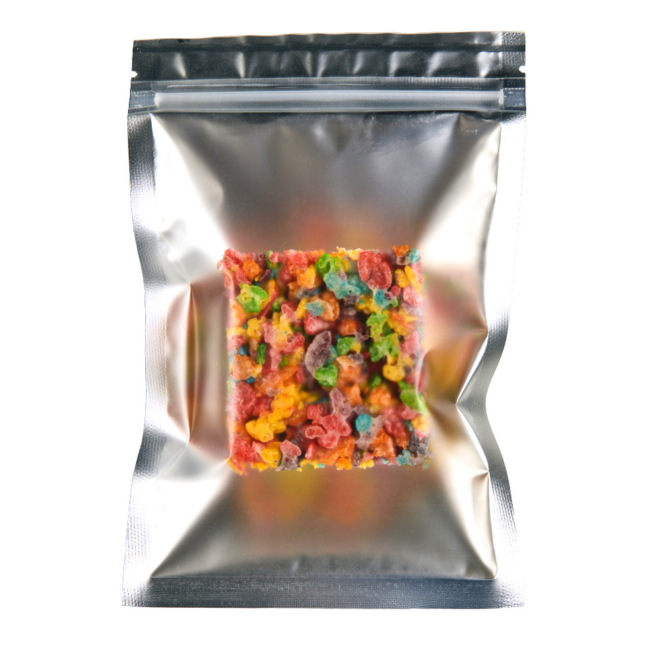 Back packaging of Delta 8 Fruity Bar edible treat sold online and in store by Simple Garden CBD.