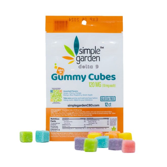 120mg Delta 9 THC Gummies edibles sold online by Simple Garden.
