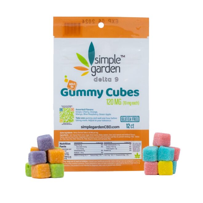 120mg Delta 9 THC Gummies edibles sold online by Simple Garden.