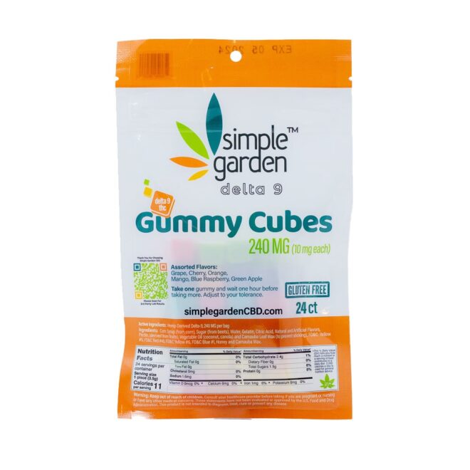 240mg Delta 9 THC Gummies edibles sold online by Simple Garden.