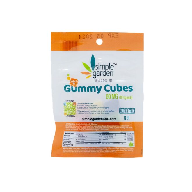 60mg Delta 9 THC Gummies edibles sold online by Simple Garden.