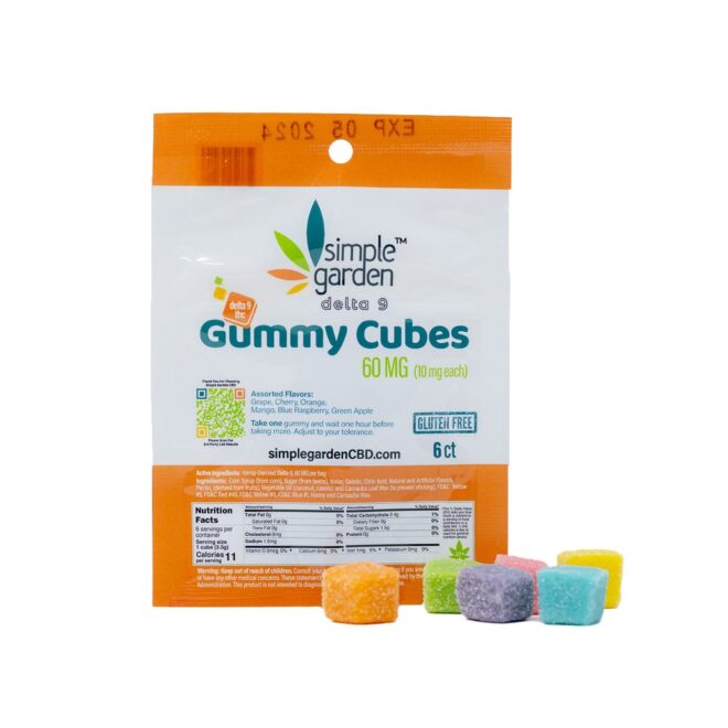 60mg Delta 9 THC Gummies edibles sold online by Simple Garden.