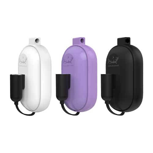 White, Purple, and Black Hamilton Devices Gamer Batteries for vape carts.