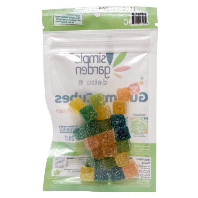 24-count 100mg Delta 8 THC Gummies sold online and in store by Simple Garden.