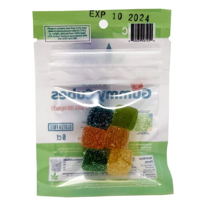 6-count 100mg Delta 8 THC Gummies sold online and in store by Simple Garden.
