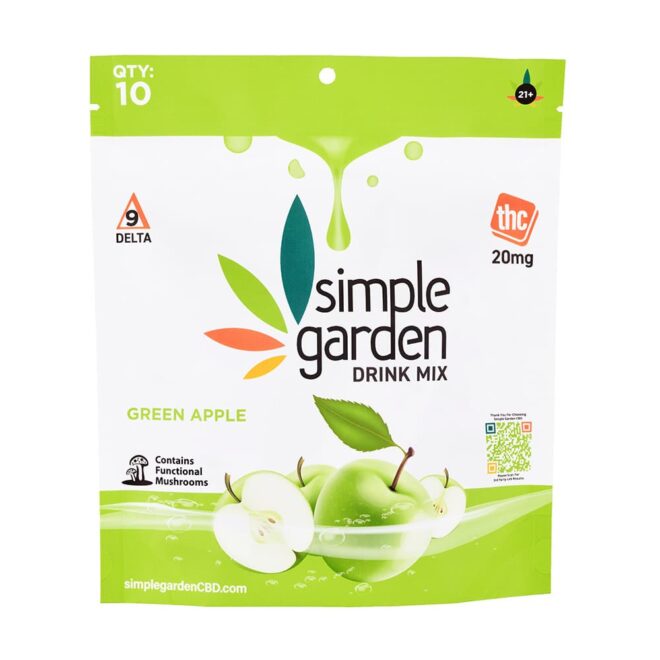 Green Apple Delta 9 Drink Mix 10-Count Pack sold online and in store by Simple Garden.