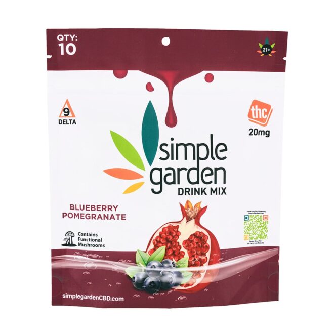 Blueberry Pomegranate Delta 9 Drink Mix 10-Count Pack sold online and in store by Simple Garden.