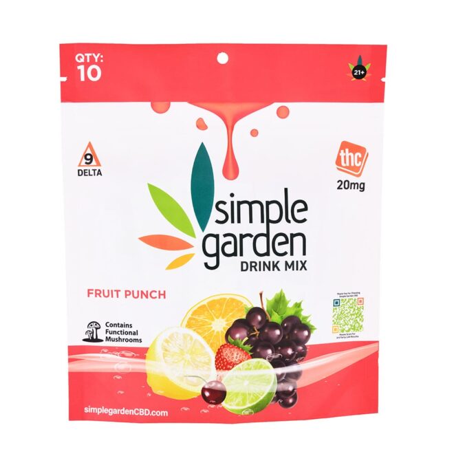 Fruit Punch Delta 9 Drink Mix 10-Count Pack sold online and in store by Simple Garden.