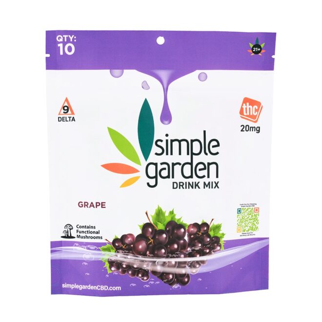 Grape Delta 9 Drink Mix 10-Count Pack sold online and in store by Simple Garden.