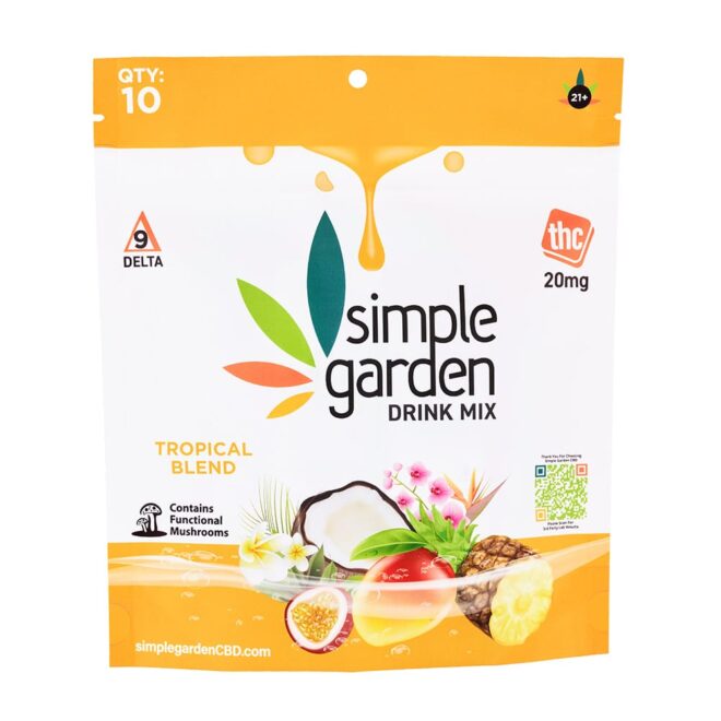 Tropical Blend Delta 9 Drink Mix 10-Count Pack sold online and in store by Simple Garden.