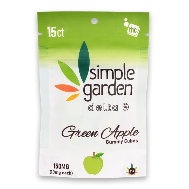 Green Apple Delta 9 Gummies 15 count front packaging.