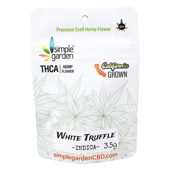 Front of 3.5g White Truffle THCa Flower sold by Simple Garden.