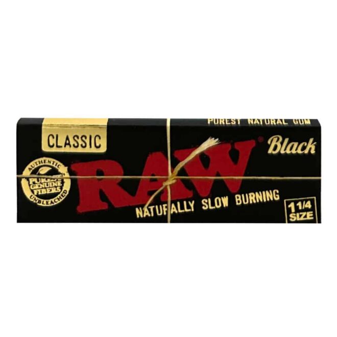 RAW Classic Black 1 1/4 Size Natural Unrefined Ultra Thin 79mm Rolling Papers