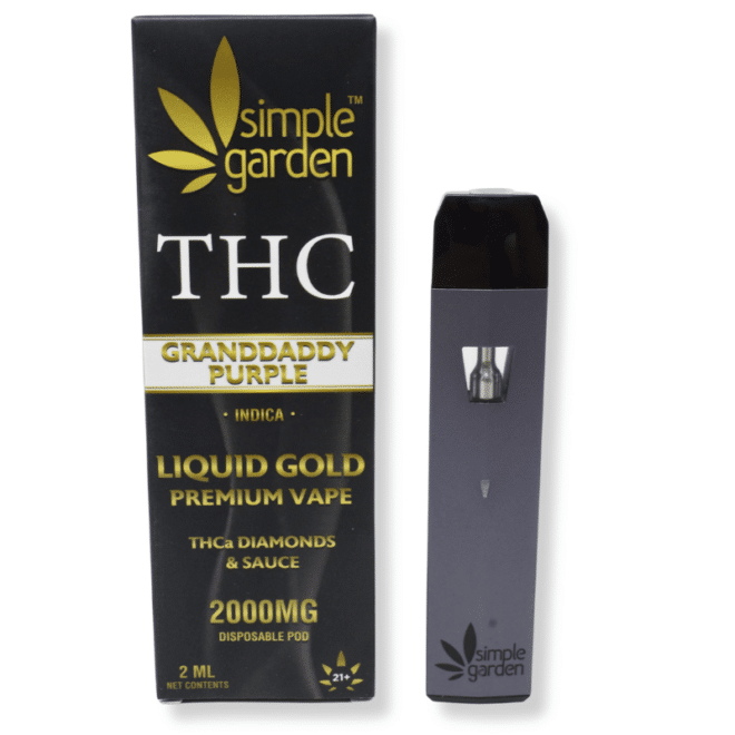 2000mg THCa Diamonds + Sauce Liquid Gold Disposable Vape - Granddaddy Purple (Indica)