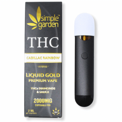 2000mg THCa Diamonds + Sauce Liquid Gold Disposable Vape - Cadillac Rainbow (Hybrid)