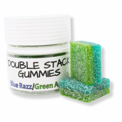 200mg Double-Stacked Gummies - Delta-9 THC (40mg each - 5 Count) - Blue Razz-Green Apple