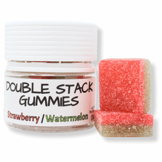 200mg Double-Stacked Gummies - Delta-9 THC (40mg each - 5 Count) - Strawberry-Watermelon
