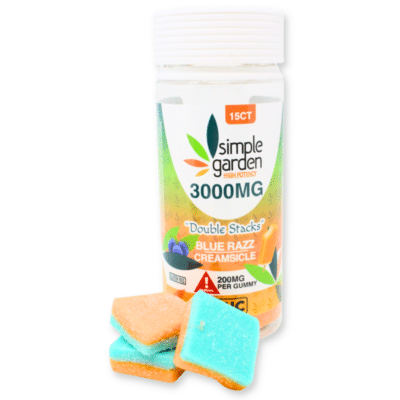 3000mg Double-Stacked Gummies - Delta-9 + Delta-8 + THCp (200mg each - 15 Count) - Blue Razz-Creamsicle