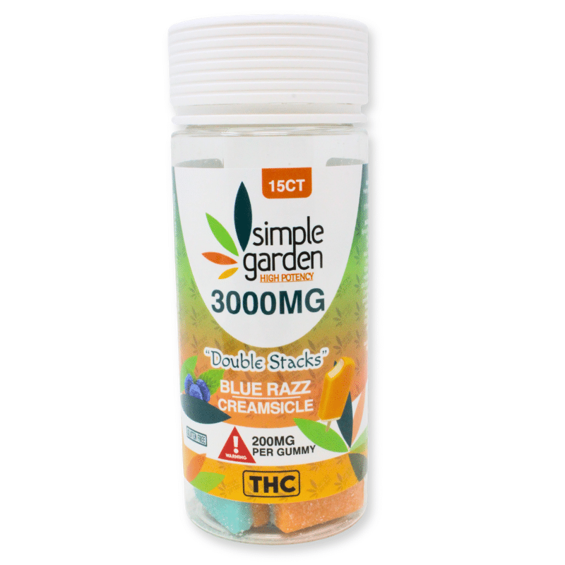 3000mg Double-Stacked Gummies - Delta-9 + Delta-8 + THCp (200mg each - 15 Count) - Blue Razz-Creamsicle - Image 3