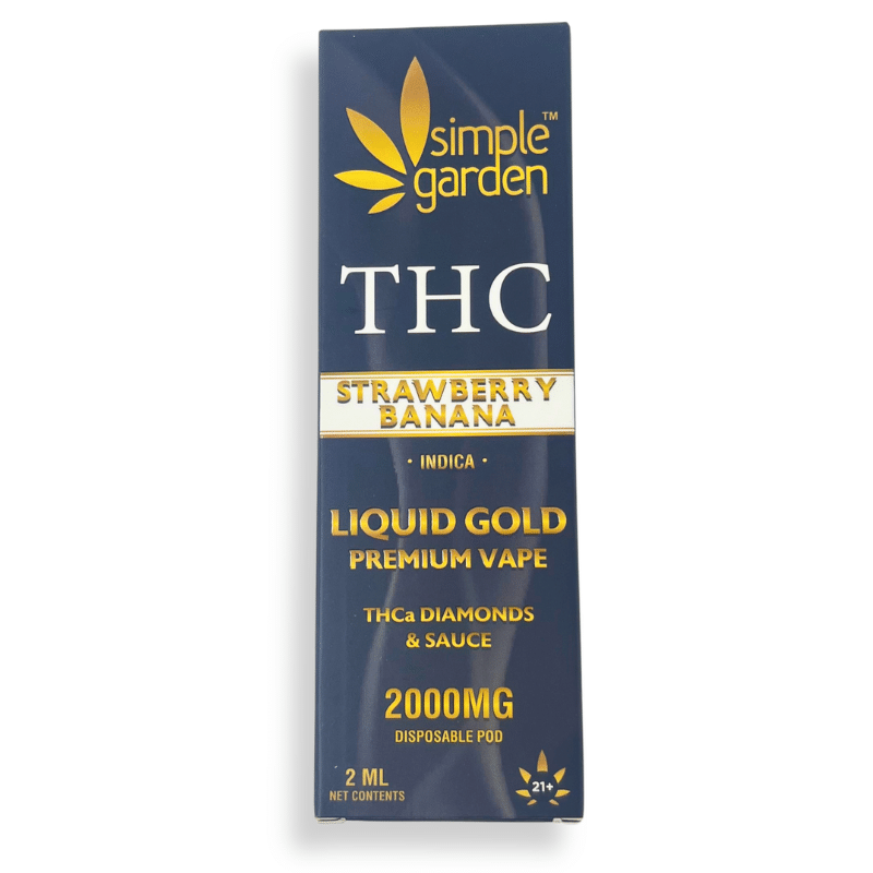 2000mg THCa Diamonds + Sauce Liquid Gold Disposable Vape - Strawberry Banana (Indica) - Image 2
