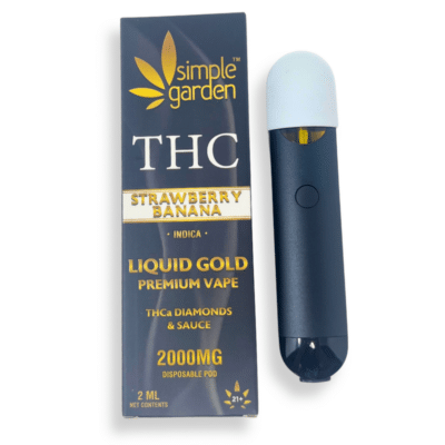2000mg THCa Diamonds + Sauce Liquid Gold Disposable Vape - Strawberry Banana (Indica)